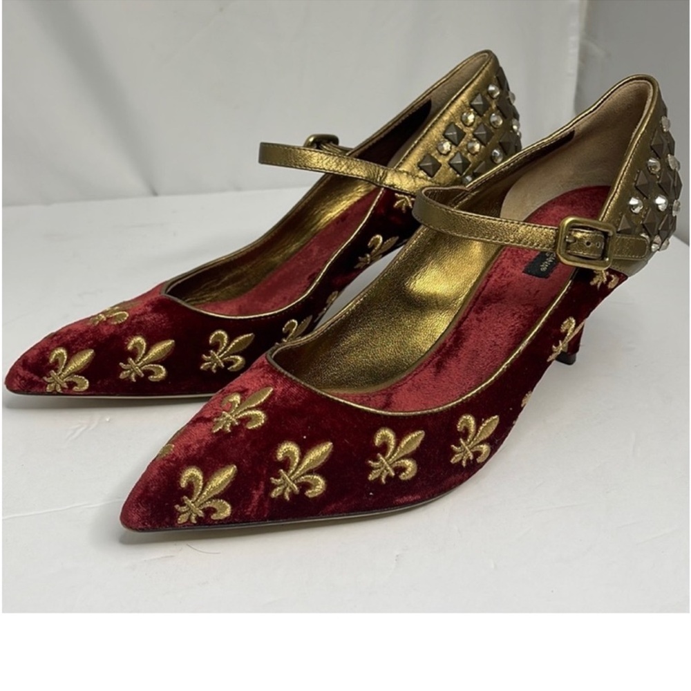 Dolce Gabbana velvet star heels with dust bag - Picture 2 of 7